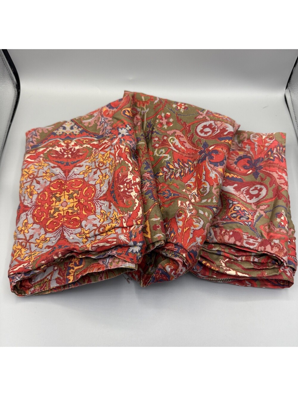 Ralph Lauren Galahad Red Paisley 2-Standard Pillow Shams + Large Cushion Cover